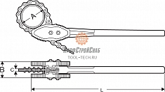Размеры ключа цепного трубного с двойными губками Super-Ego 2 1/2"